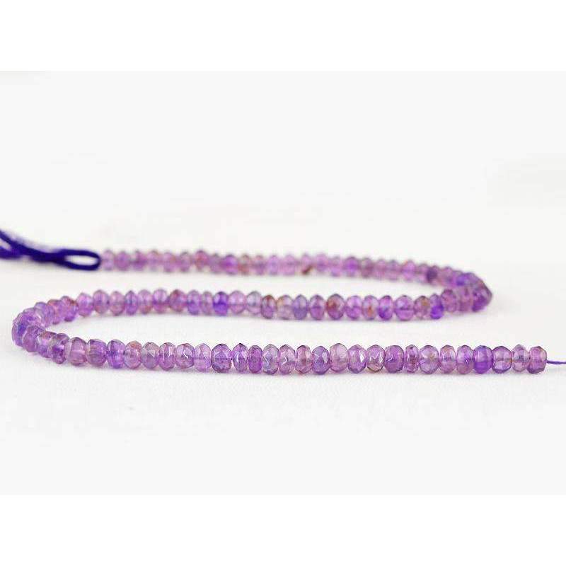 gemsmore:Natural Untreated Purple Amethyst Round Cut Beads Strand