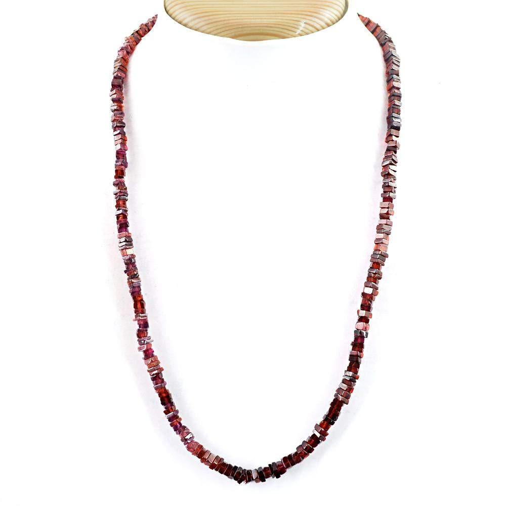 gemsmore:Natural Untreated Red Garnet Beads Necklace