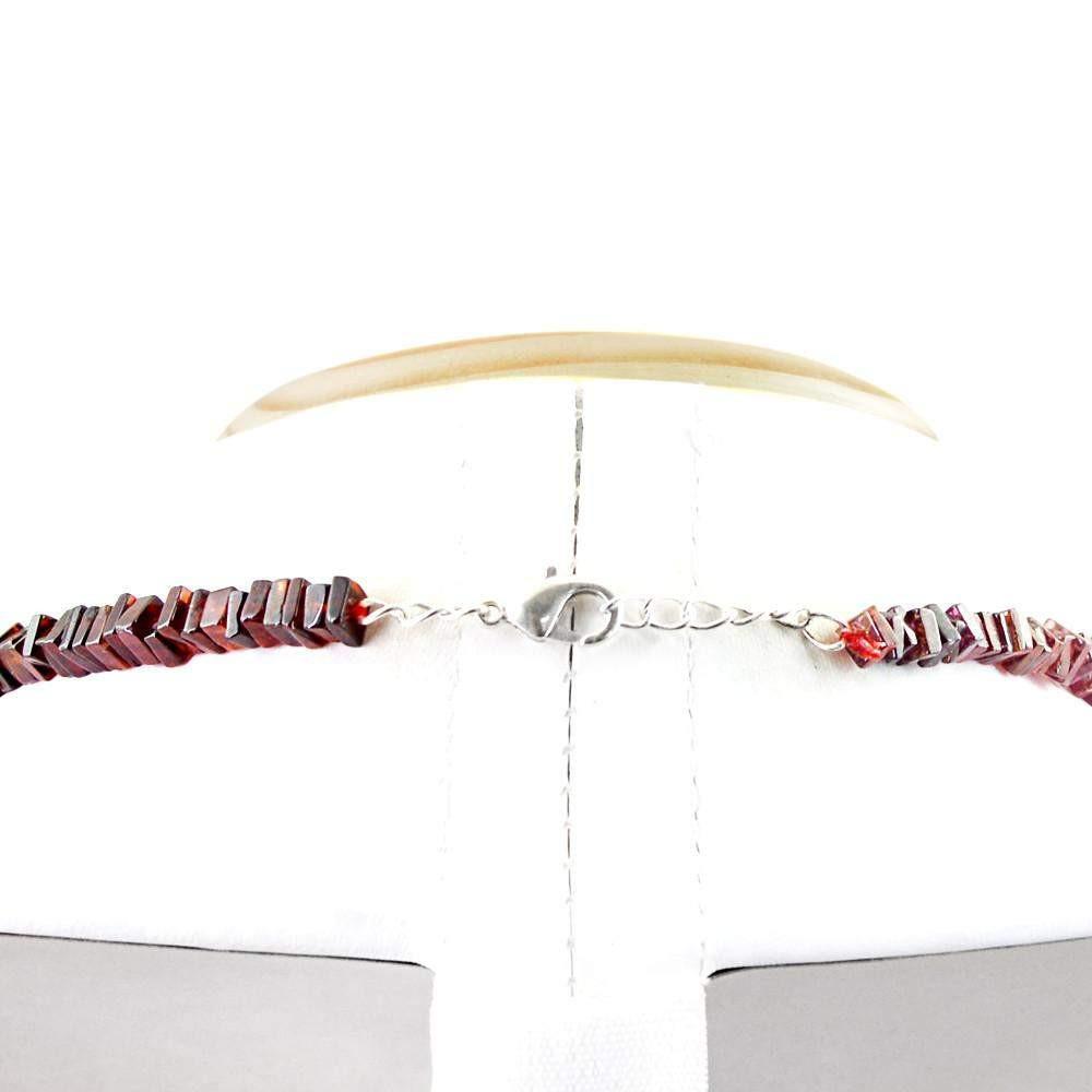 gemsmore:Natural Untreated Red Garnet Beads Necklace