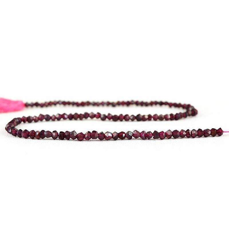 gemsmore:Natural Untreated Red Garnet Drilled Round Cut Beads Strand