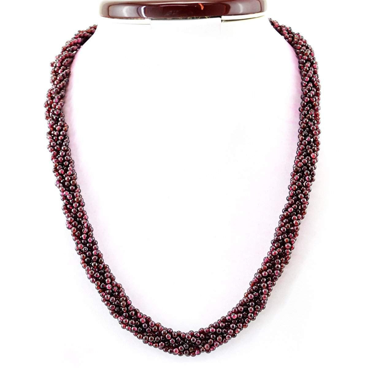 gemsmore:Natural Untreated Red Garnet Necklace 20 Inches Long Round Beads