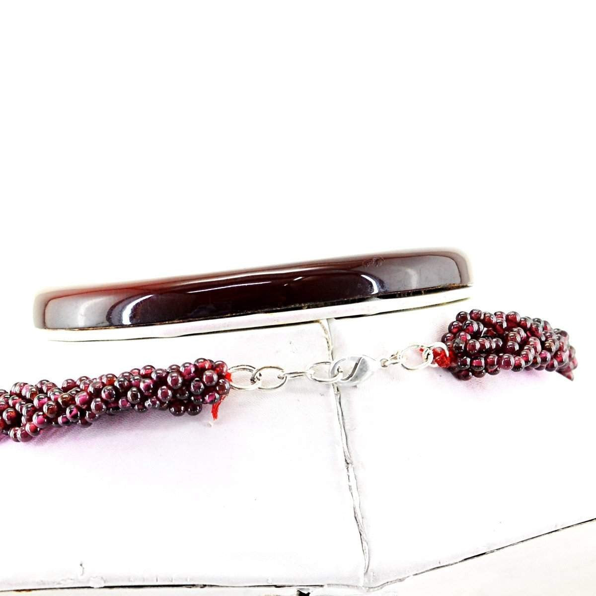 gemsmore:Natural Untreated Red Garnet Necklace 20 Inches Long Round Beads