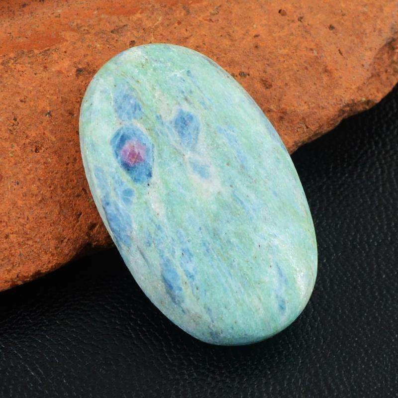 gemsmore:Natural Untreated Ruby Ziosite Gemstone - Oval Shape
