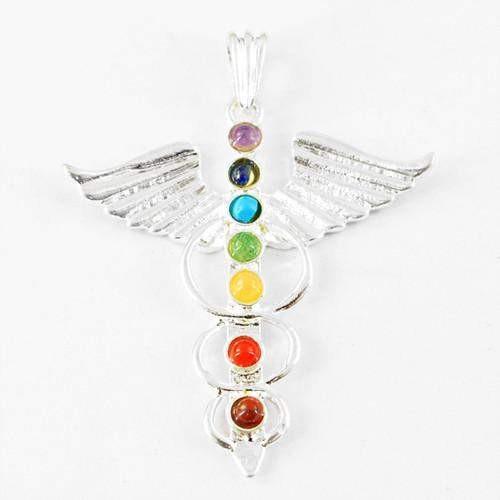 gemsmore:Natural Untreated Seven Chakra Healing Pendant