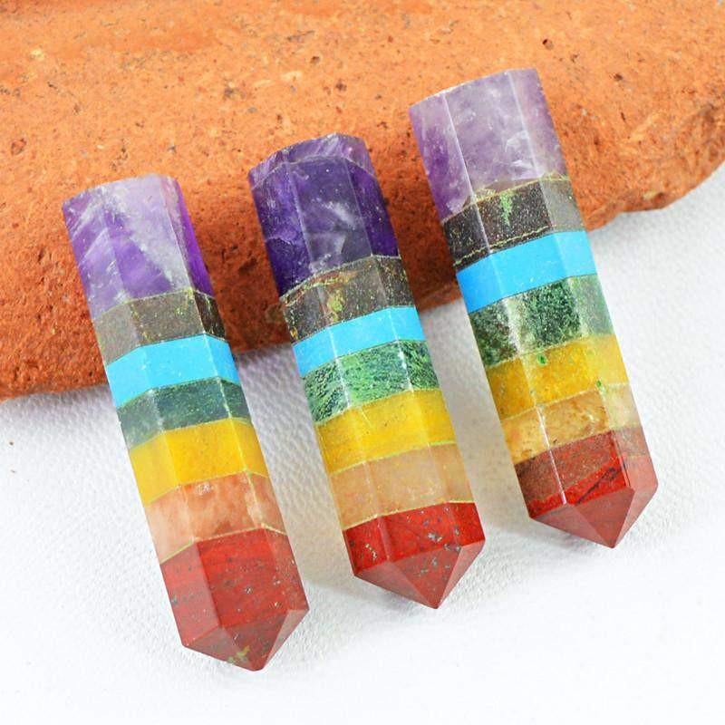 gemsmore:Natural Untreated Seven Chakra Healing Point Lot
