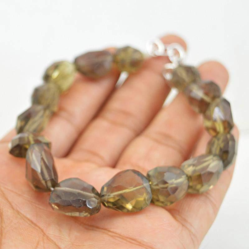 gemsmore:Natural Untreated Smoky Quartz Bracelet Faceted Beads