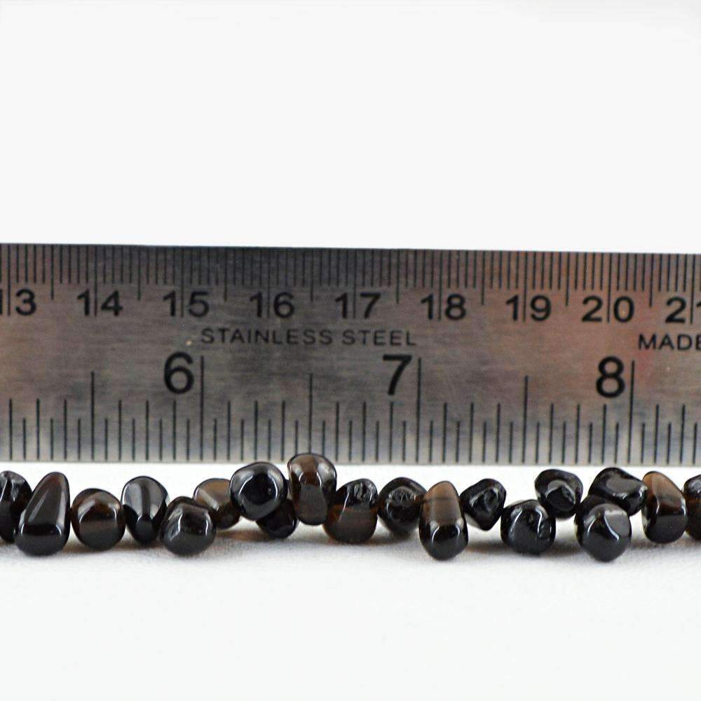 gemsmore:Natural Untreated Smoky Quartz Drilled Beads Strand