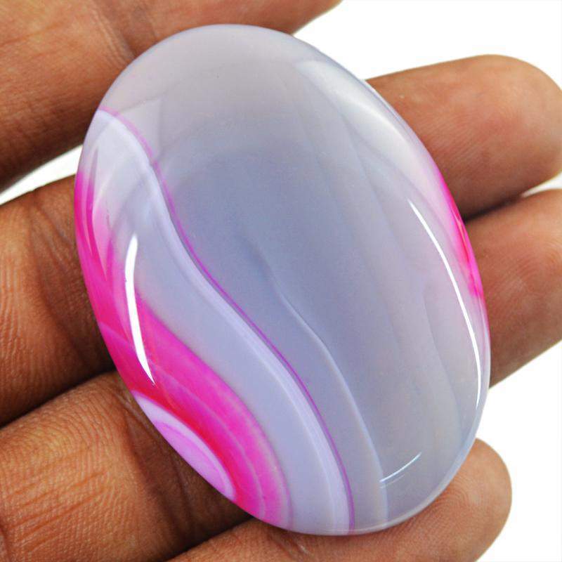 gemsmore:Natural Untreated Striped Onyx Oval Shape Gemstone