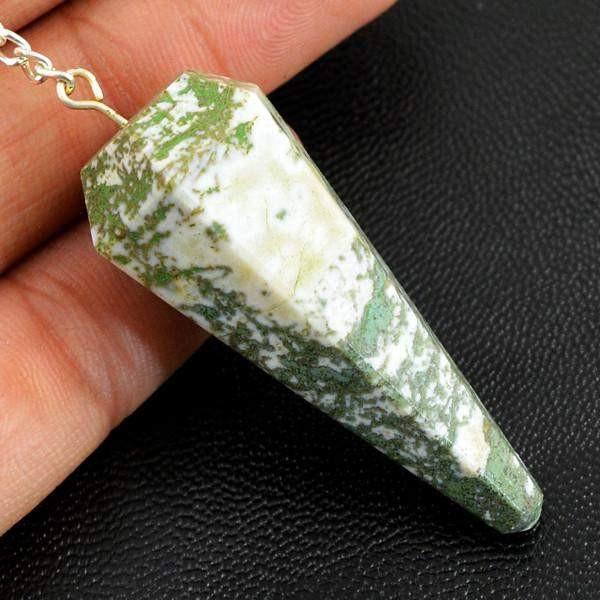 gemsmore:Natural Untreated Tree Agate Healing Pendulum