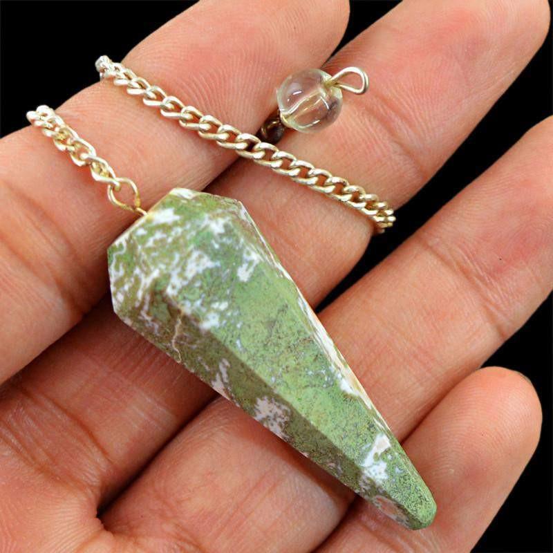 gemsmore:Natural Untreated Tree Agate Healing Pendulum