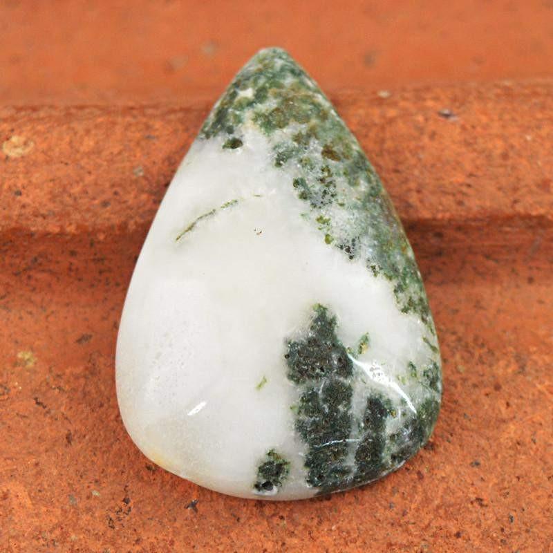 gemsmore:Natural Untreated Tree Agate Pear Shape Loose Gemstone