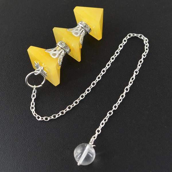 gemsmore:Natural Untreated Yellow Aventurine Healing Pendulum
