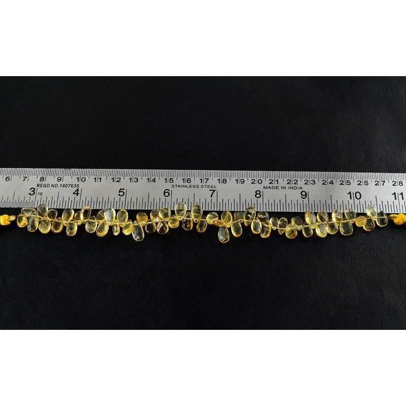 gemsmore:Natural Untreated Yellow Citrine Drilled Beads Strand