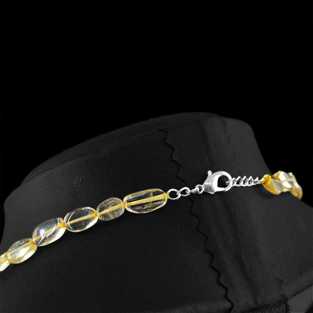 gemsmore:Natural Untreated Yellow Citrine Necklace Oval Shape Beads