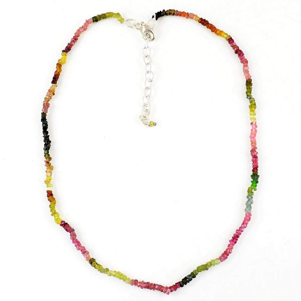gemsmore:Natural Watermelon Tourmaline Beads Necklace