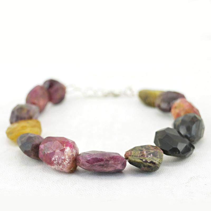 gemsmore:Natural Watermelon Tourmaline Bracelet Faceted Beads