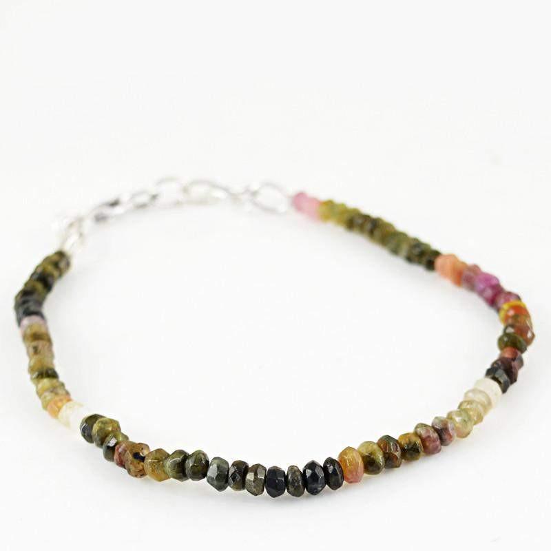 gemsmore:Natural Watermelon Tourmaline Bracelet Faceted Beads