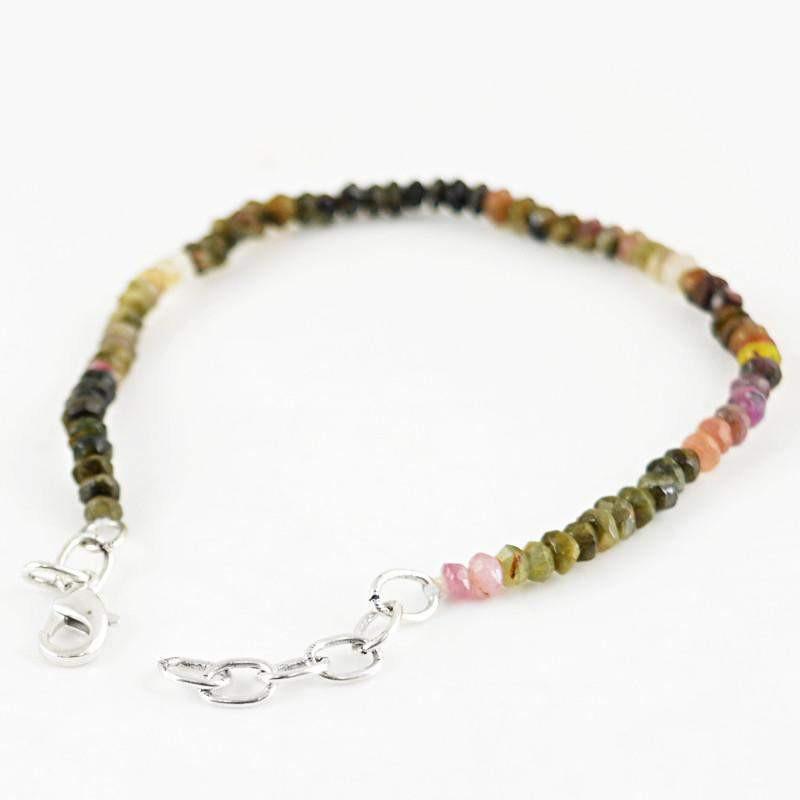 gemsmore:Natural Watermelon Tourmaline Bracelet Faceted Beads