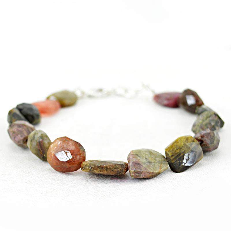 gemsmore:Natural Watermelon Tourmaline Bracelet Faceted Beads