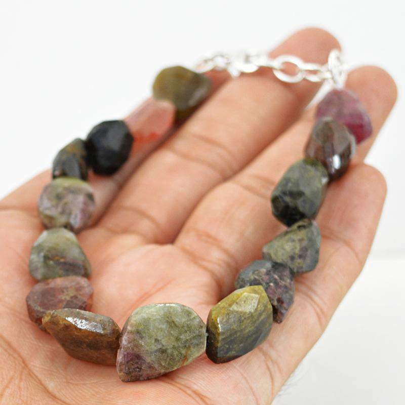 gemsmore:Natural Watermelon Tourmaline Bracelet Faceted Beads