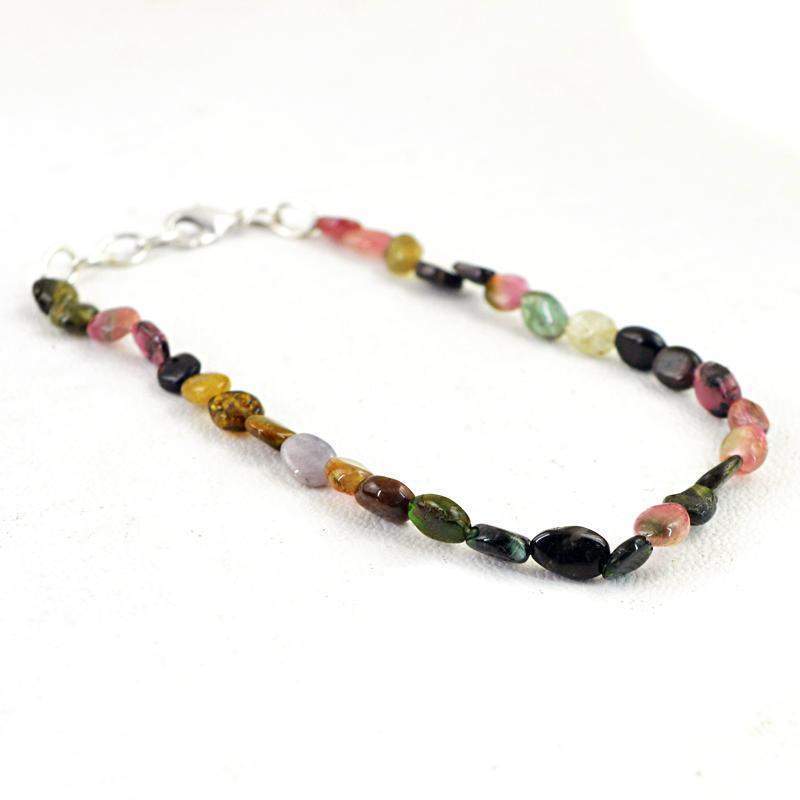 gemsmore:Natural Watermelon Tourmaline Bracelet Oval Shape Beads