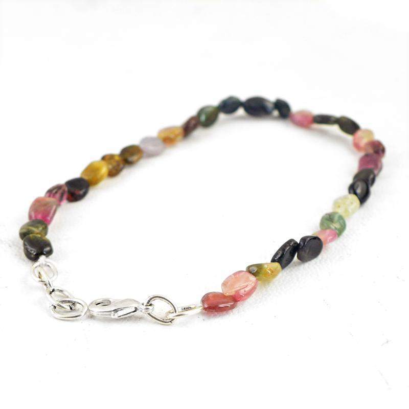 gemsmore:Natural Watermelon Tourmaline Bracelet Oval Shape Beads