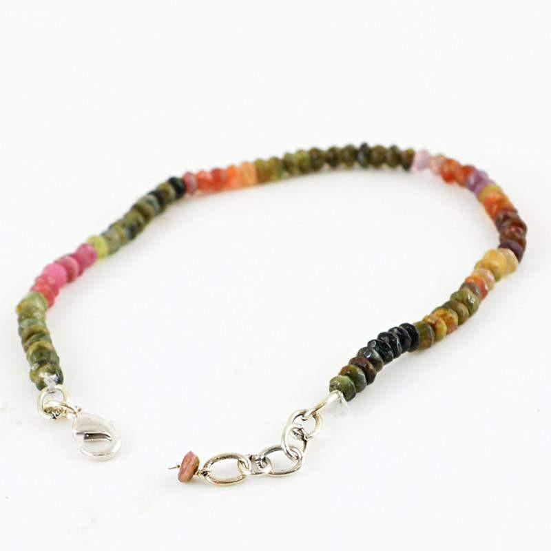 gemsmore:Natural Watermelon Tourmaline Bracelet Round Faceted Beads