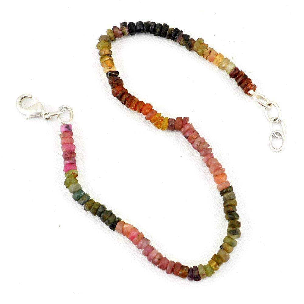 gemsmore:Natural Watermelon Tourmaline Bracelet Round Shape Untreated Beads
