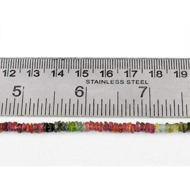 gemsmore:Natural Watermelon Tourmaline Drilled Beads Strand
