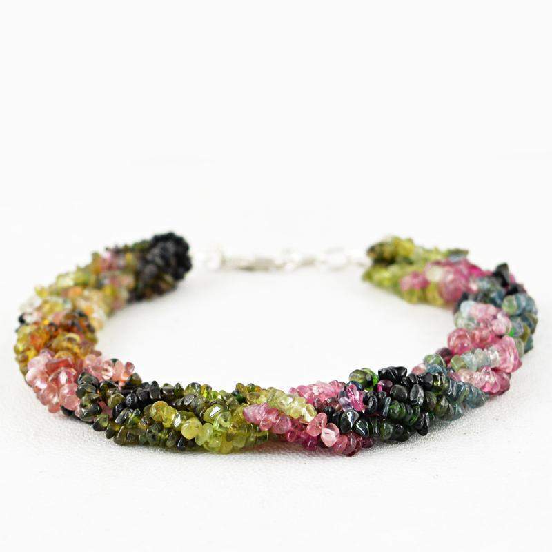 gemsmore:Natural Watermelon Tourmaline Faceted Beads Bracelet