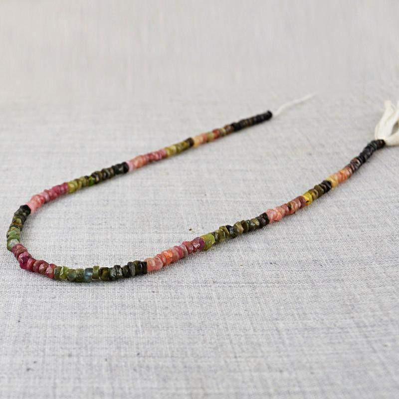 gemsmore:Natural Watermelon Tourmaline Faceted Beads Strand