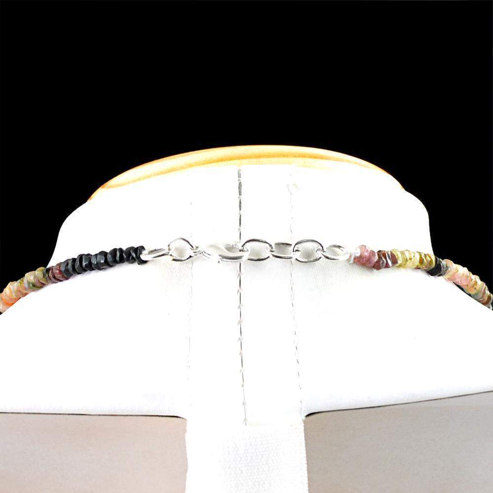 gemsmore:Natural Watermelon Tourmaline Necklace 20 Inches Long Faceted Round Beads