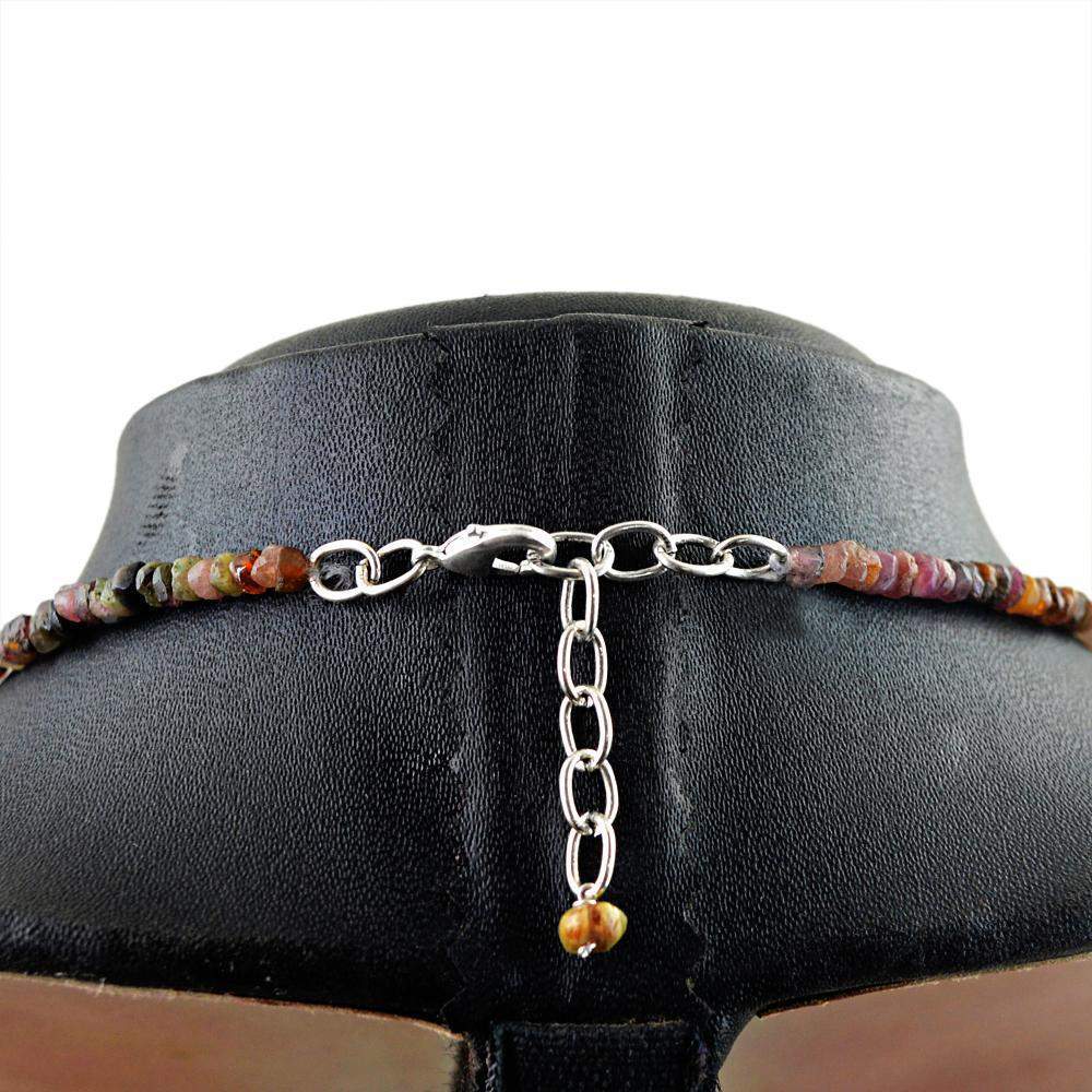 gemsmore:Natural Watermelon Tourmaline Necklace 20 Inches Long Round Faceted Beads