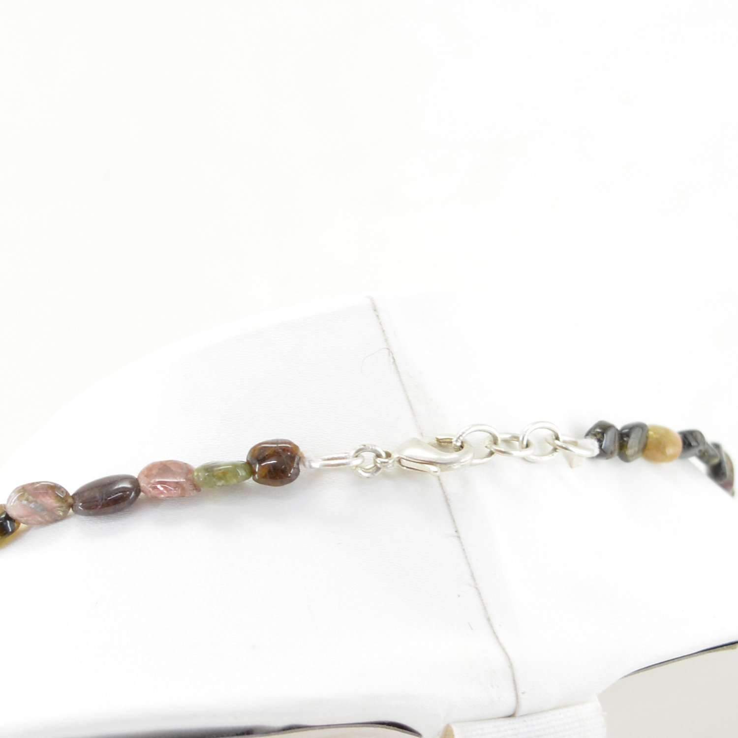 gemsmore:Natural Watermelon Tourmaline Necklace Oval Shape Beads - Single Strand
