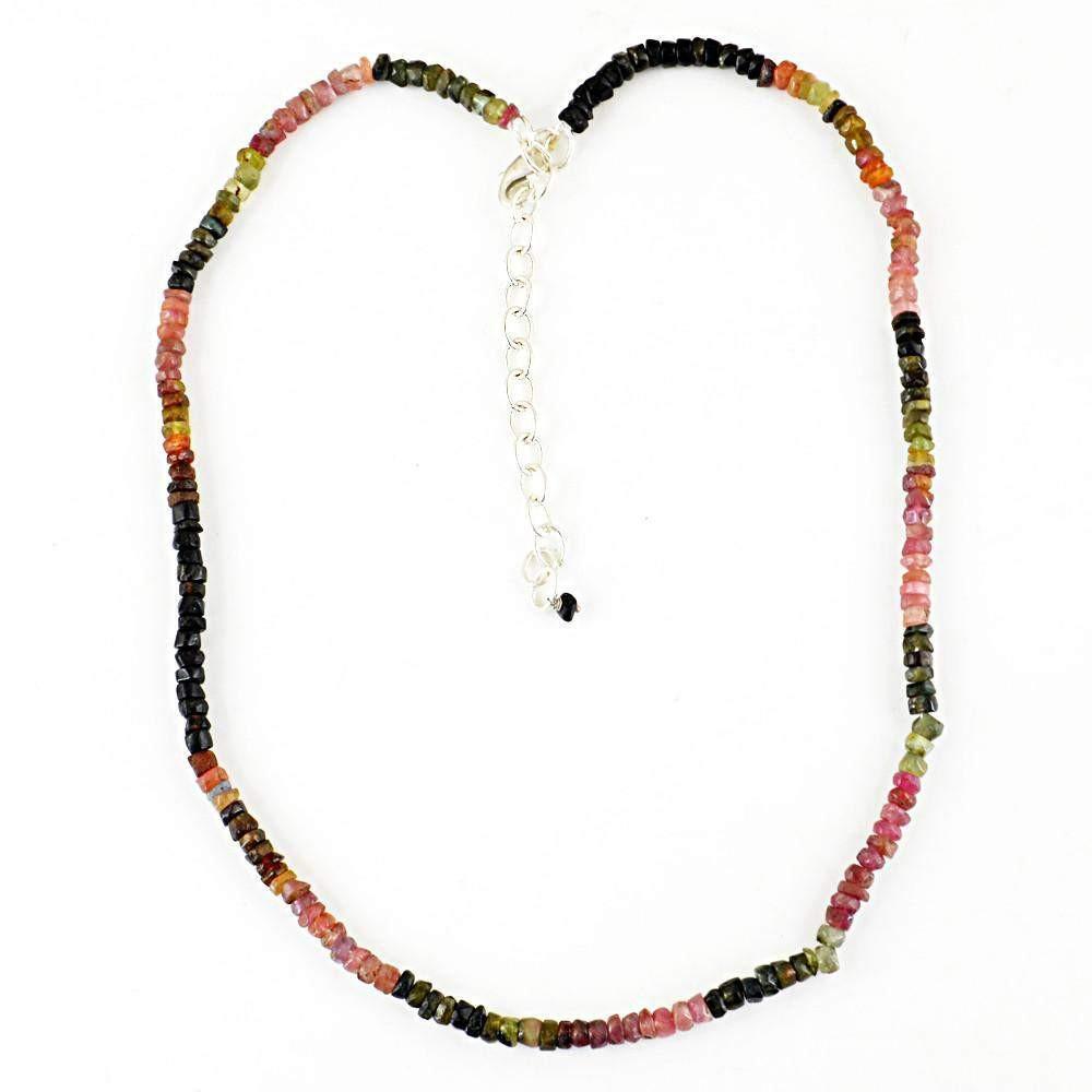 gemsmore:Natural Watermelon Tourmaline Necklace Round Shape Beads