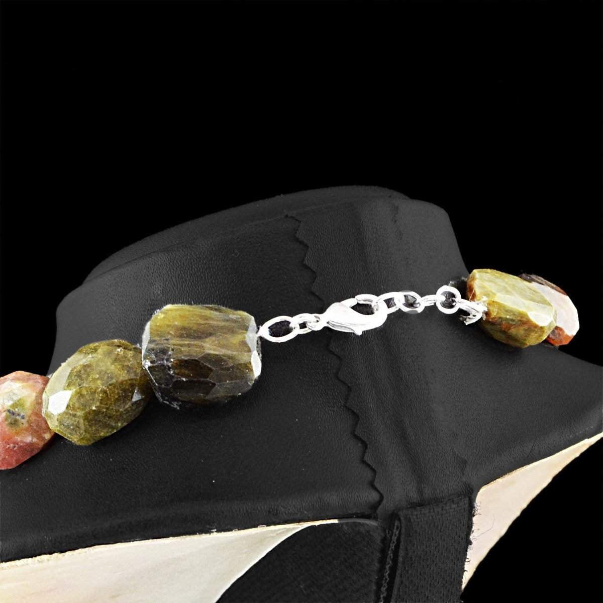 gemsmore:Natural Watermelon Tourmaline Necklace Untreated Beads