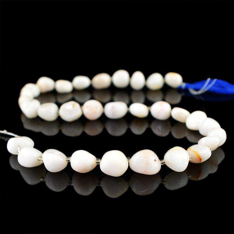 gemsmore:Natural White Agate Beads Strand - Untreated Drilled