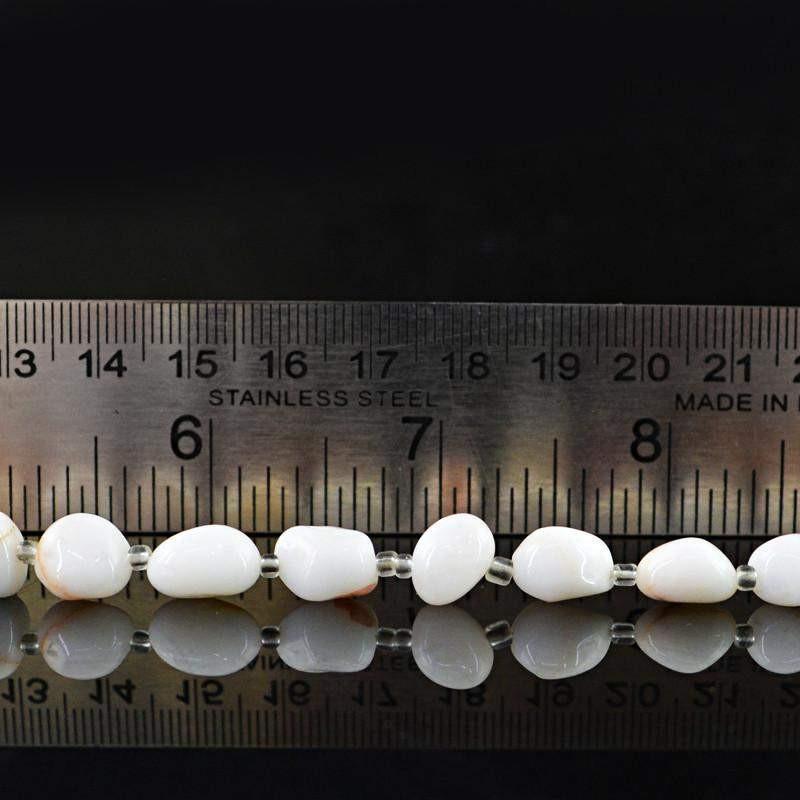 gemsmore:Natural White Agate Drilled Beads Strand