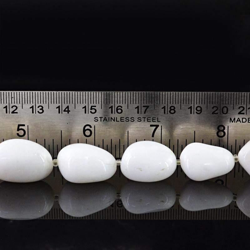 gemsmore:Natural White Agate Drilled Beads Strand