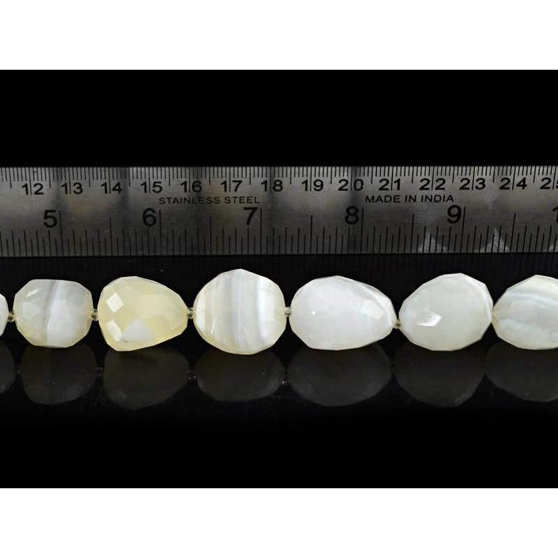 gemsmore:Natural White Agate Faceted Beads Strand