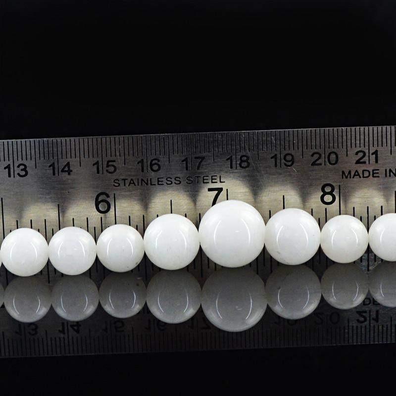 gemsmore:Natural White Agate Round Shape Beads Strand