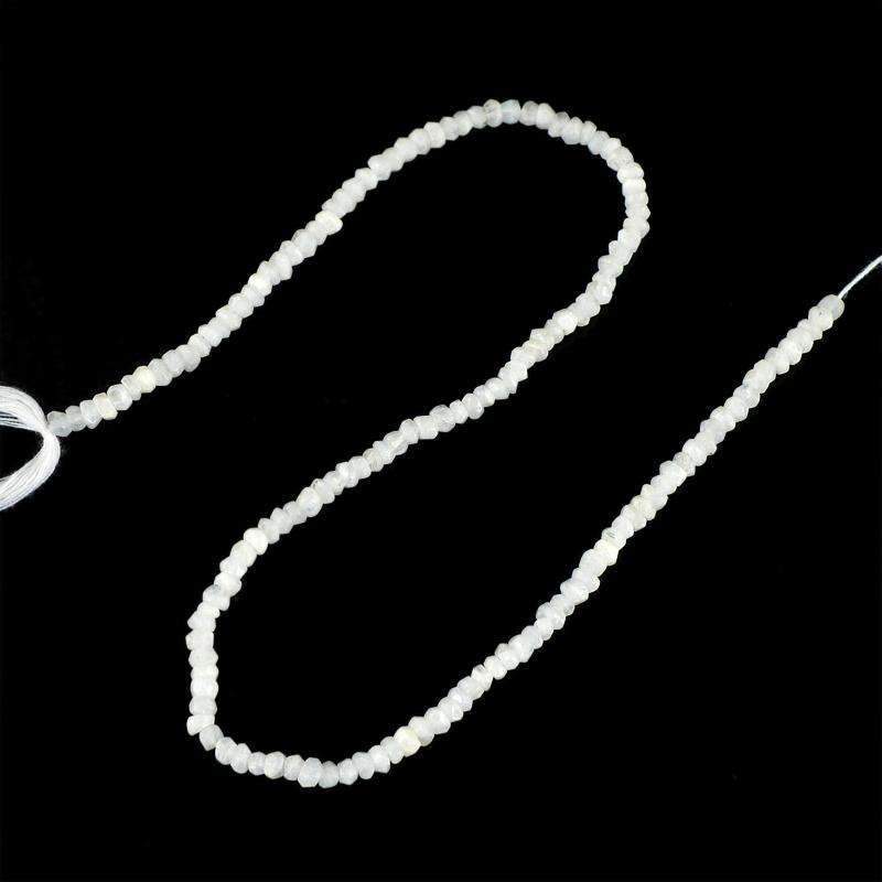 gemsmore:Natural White Moonstone Beads Strand Round Shape Faceted Drilled
