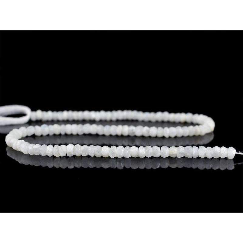gemsmore:Natural White Moonstone Drilled Beads Strand Round Shape Faceted