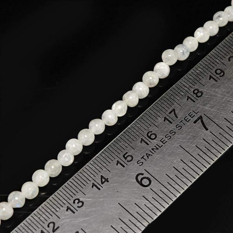 gemsmore:Natural White Moonstone Drilled Round Beads Strand