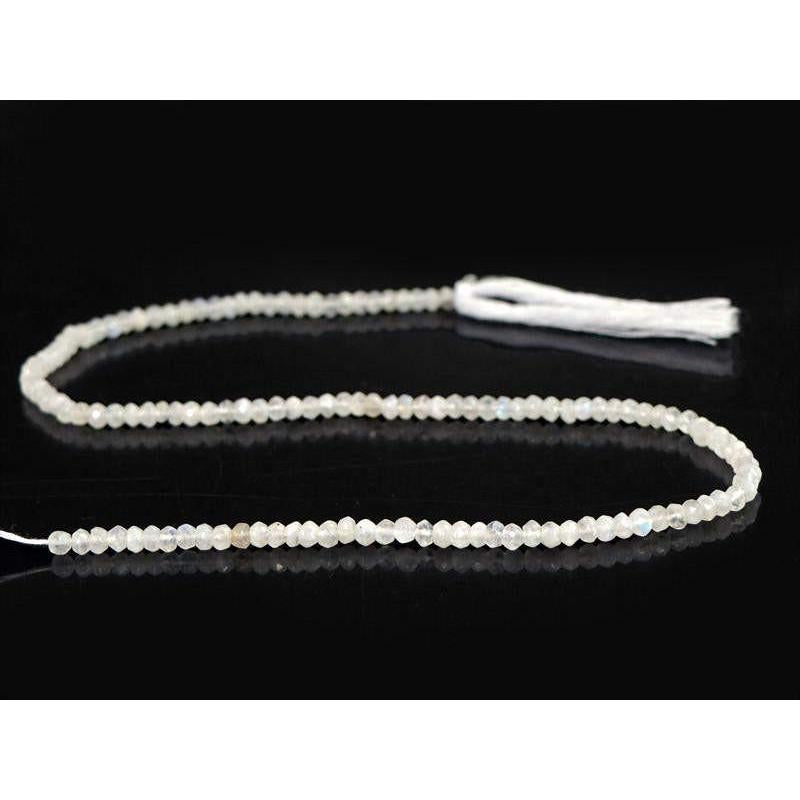 gemsmore:Natural White Moonstone Faceted Beads Strand