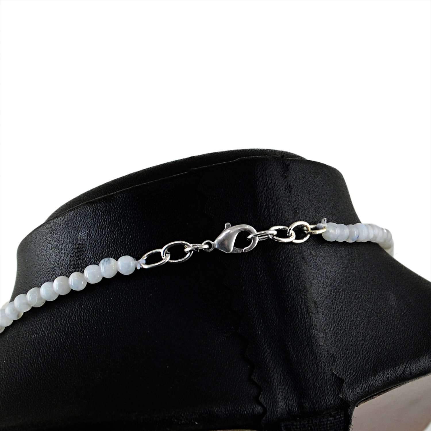 gemsmore:Natural White Moonstone & Ruby Ziosite Necklace Round Cut Beads