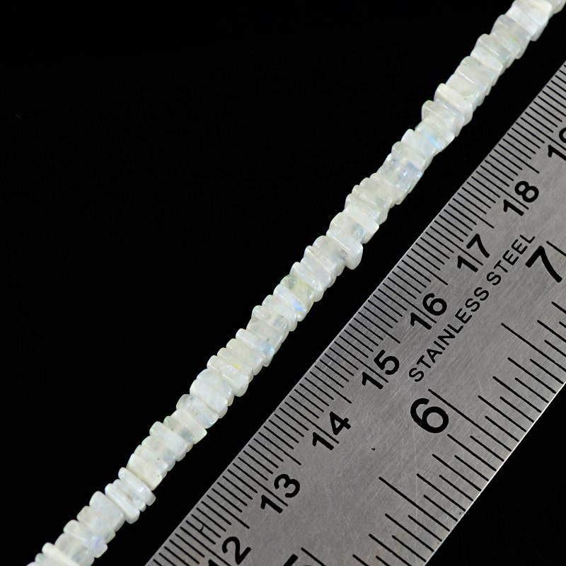 gemsmore:Natural White Moonstone Untreated Beads Strand