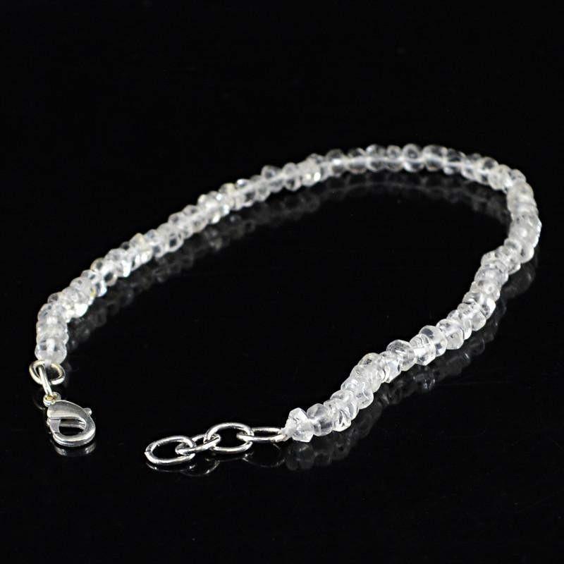 gemsmore:Natural White Quartz Bracelet Faceted Beads