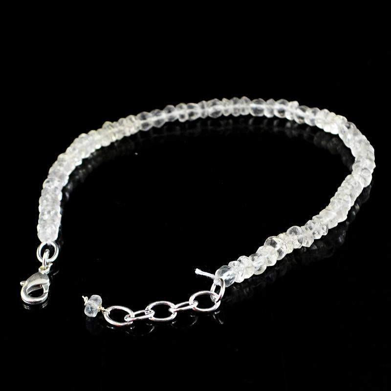 gemsmore:Natural White Quartz Bracelet Faceted Round Shape Beads