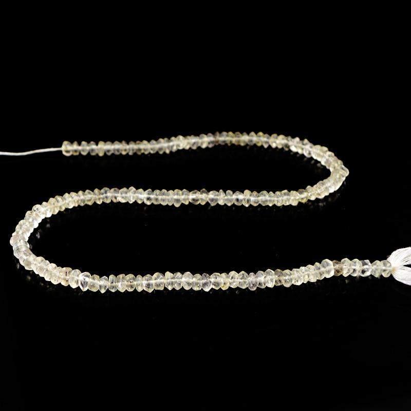 gemsmore:Natural White Quartz Drilled Beads Strand